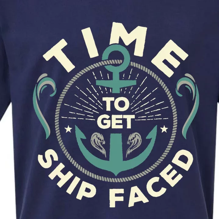 Time To Get Ship Faced Funny Cruise Sueded Cloud Jersey T-Shirt