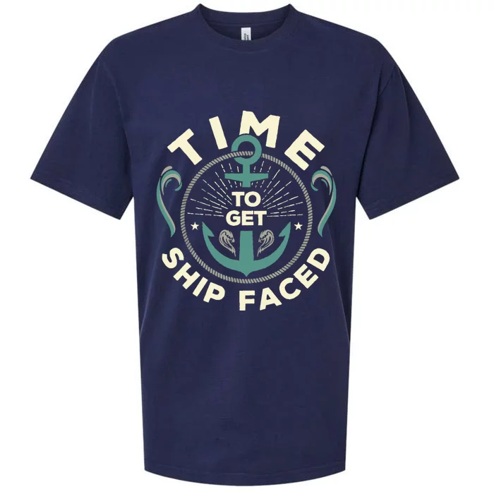 Time To Get Ship Faced Funny Cruise Sueded Cloud Jersey T-Shirt