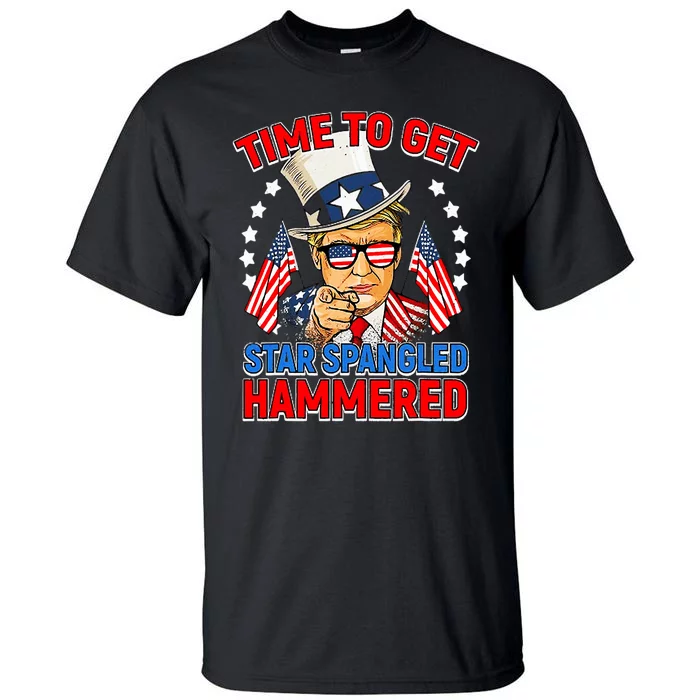 Time To Get Star Spangled Hammered Trump 4th Of July Tall T-Shirt