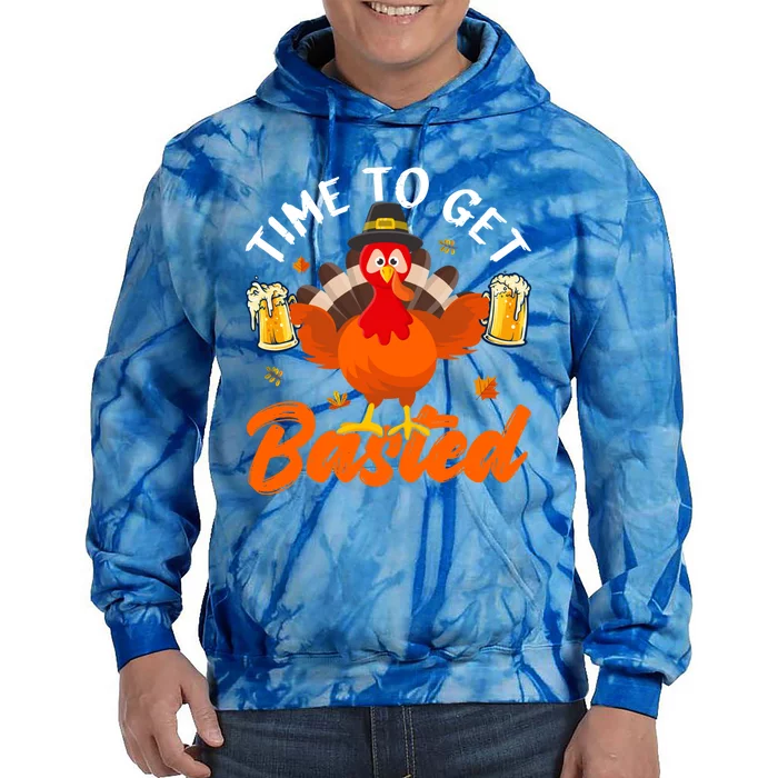 Time To Get Basted Funny Beer Thanksgiving Turkey Gift Tie Dye Hoodie