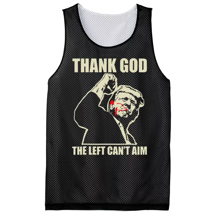 Trump Thank God The Left CanT Aim Mesh Reversible Basketball Jersey Tank