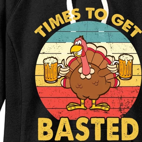 Time To Get Basted Funny Beer Thanksgiving Turkey Gift Women's Fleece Hoodie