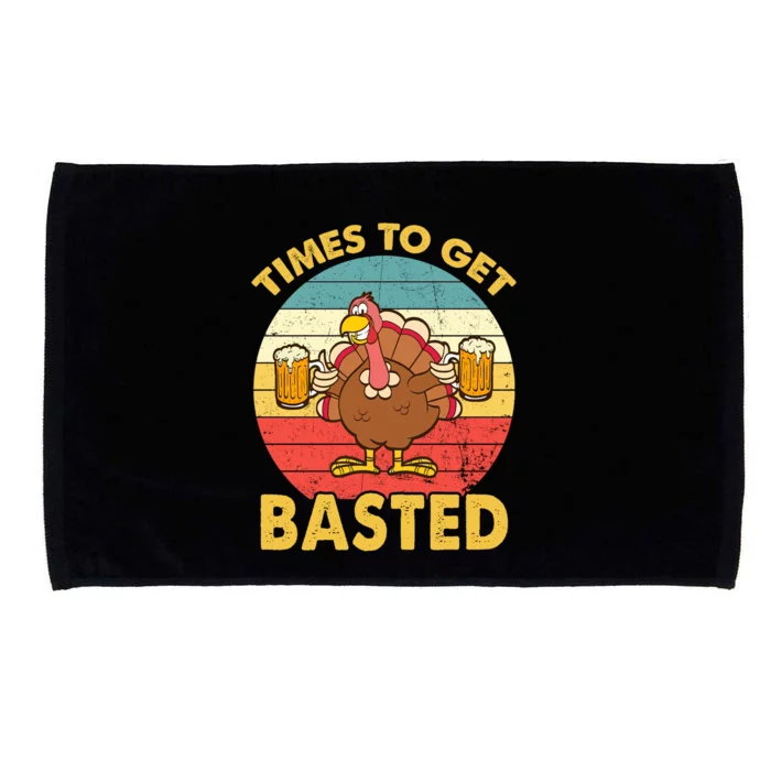 Time To Get Basted Funny Beer Thanksgiving Turkey Gift Microfiber Hand Towel