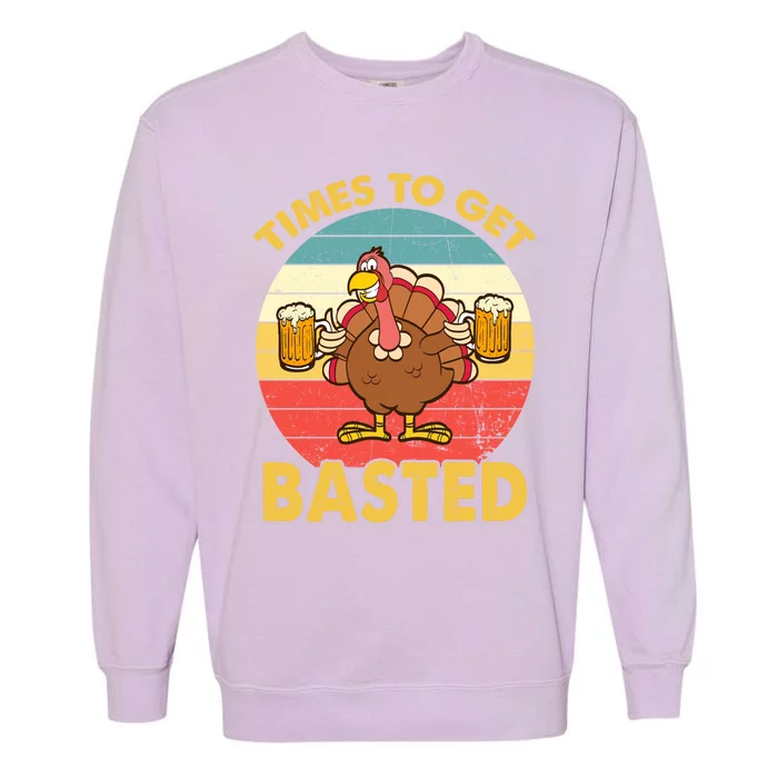 Time To Get Basted Funny Beer Thanksgiving Turkey Gift Garment-Dyed Sweatshirt