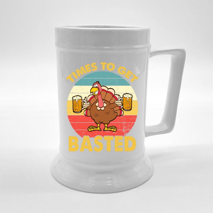 Time To Get Basted Funny Beer Thanksgiving Turkey Gift Front & Back Beer Stein