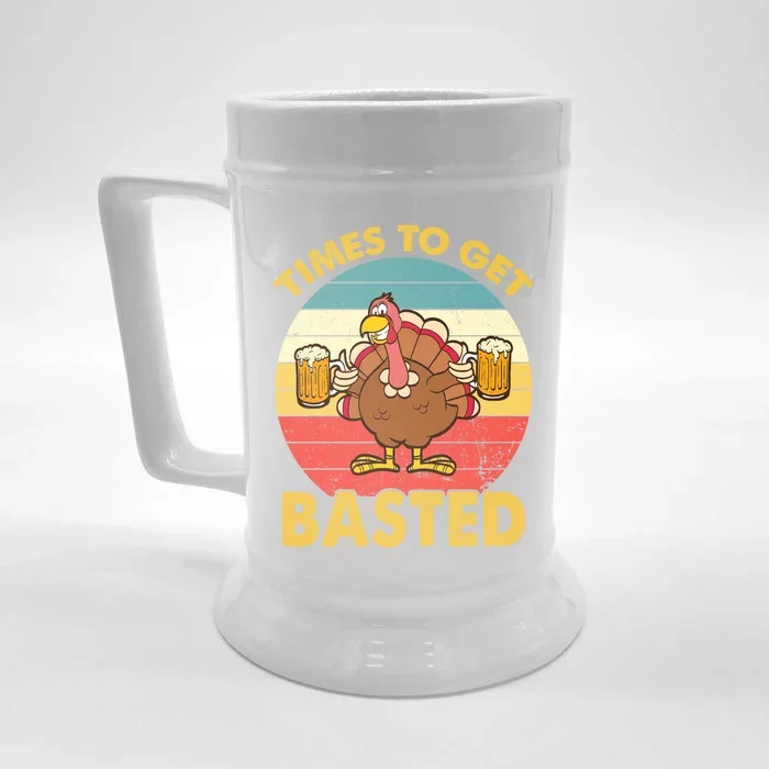 Time To Get Basted Funny Beer Thanksgiving Turkey Gift Front & Back Beer Stein