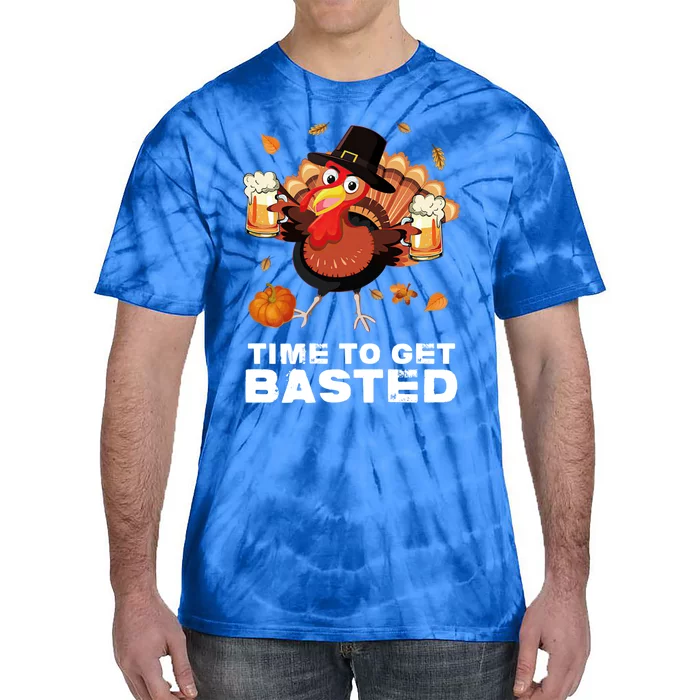 Time To Get Basted Funny Beer Thanksgiving Turkey Gift Tie-Dye T-Shirt