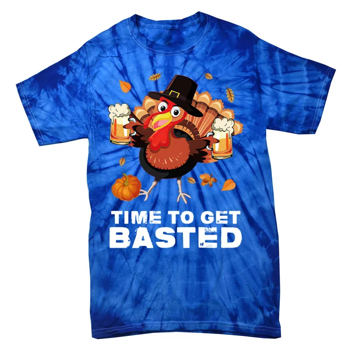 Time To Get Basted Funny Beer Thanksgiving Turkey Gift Tie-Dye T-Shirt