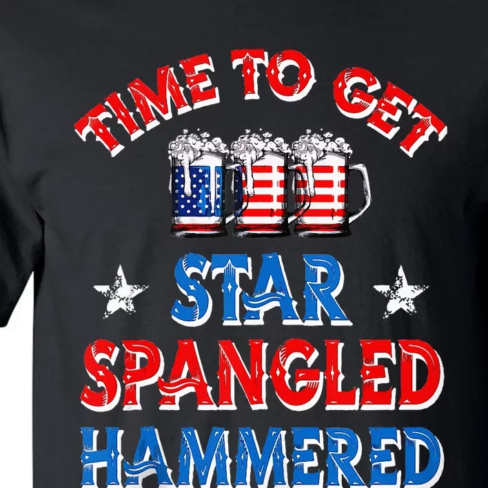 Time To Get Star Spangled Hammered 4th Of July Beer Western Tall T-Shirt