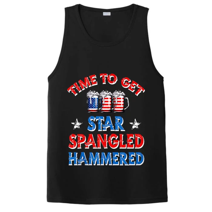 Time To Get Star Spangled Hammered 4th Of July Beer Western Performance Tank