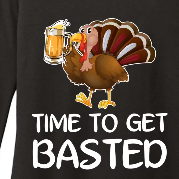 Time To Get Basted Funny Beer Thanksgiving Turkey Sweatshir Womens CVC Long Sleeve Shirt