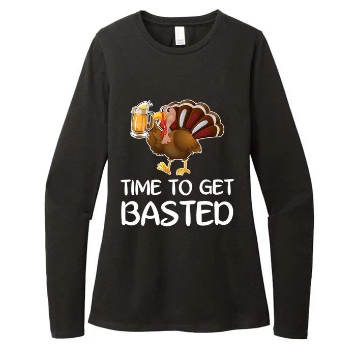 Time To Get Basted Funny Beer Thanksgiving Turkey Sweatshir Womens CVC Long Sleeve Shirt