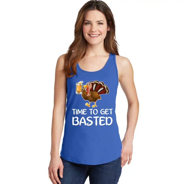 Time To Get Basted Funny Beer Thanksgiving Turkey Sweatshir Ladies Essential Tank