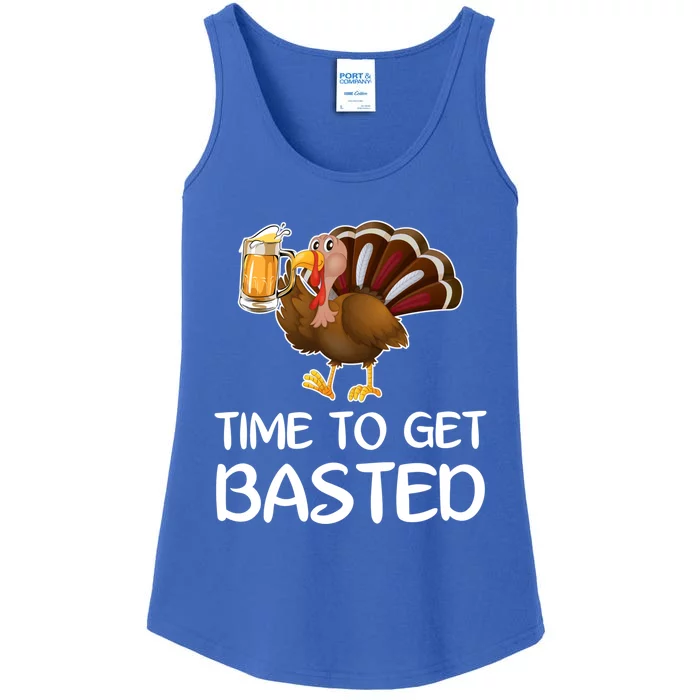 Time To Get Basted Funny Beer Thanksgiving Turkey Sweatshir Ladies Essential Tank