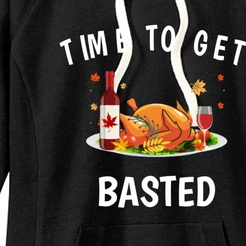 Time To Get Basted Funny Beer Thanksgiving Turkey Funny Gift Women's Fleece Hoodie