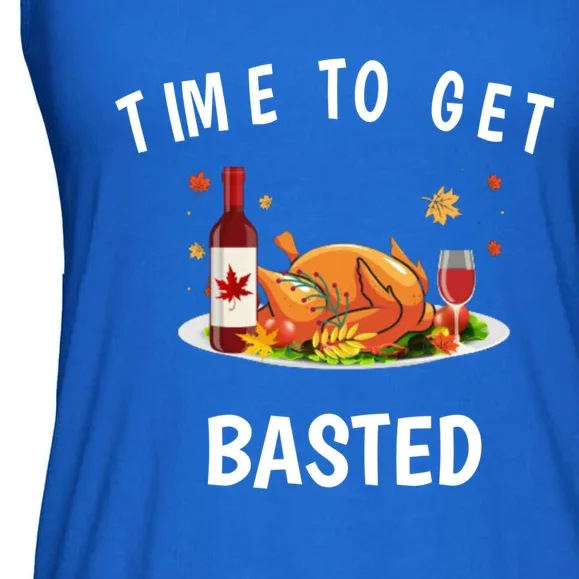 Time To Get Basted Funny Beer Thanksgiving Turkey Funny Gift Ladies Essential Flowy Tank