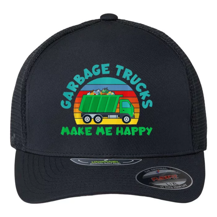 Trash Truck Garbage Day Garbage Trucks Make Me Happy Flexfit Unipanel Trucker Cap