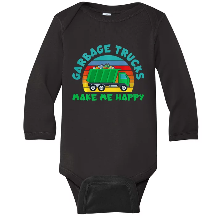 Trash Truck Garbage Day Garbage Trucks Make Me Happy Baby Long Sleeve Bodysuit