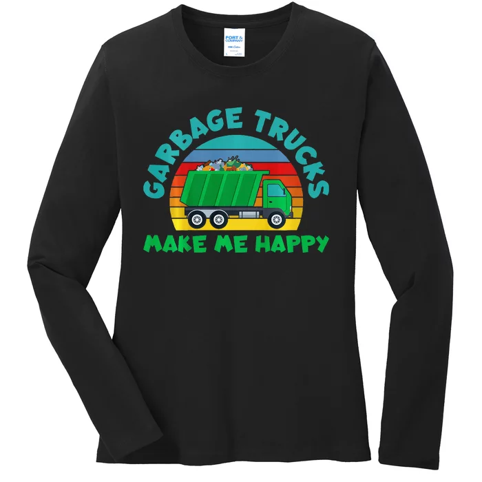 Trash Truck Garbage Day Garbage Trucks Make Me Happy Ladies Long Sleeve Shirt