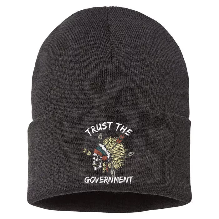 Trust The Government Skull Native American Sustainable Knit Beanie