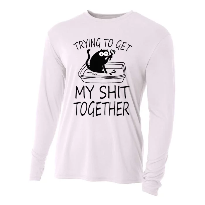 Trying To Get My Shit Together Funny Cat Cooling Performance Long Sleeve Crew