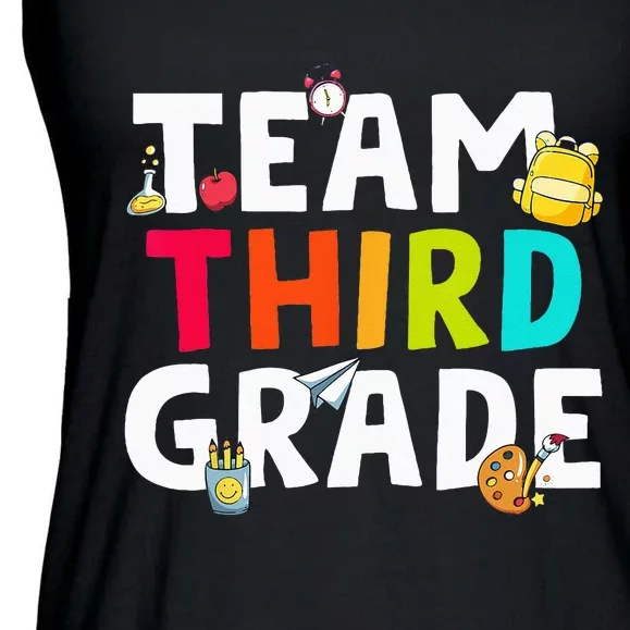 Team Third Grade Back To School 3rd Grade Teacher Student Ladies Essential Flowy Tank