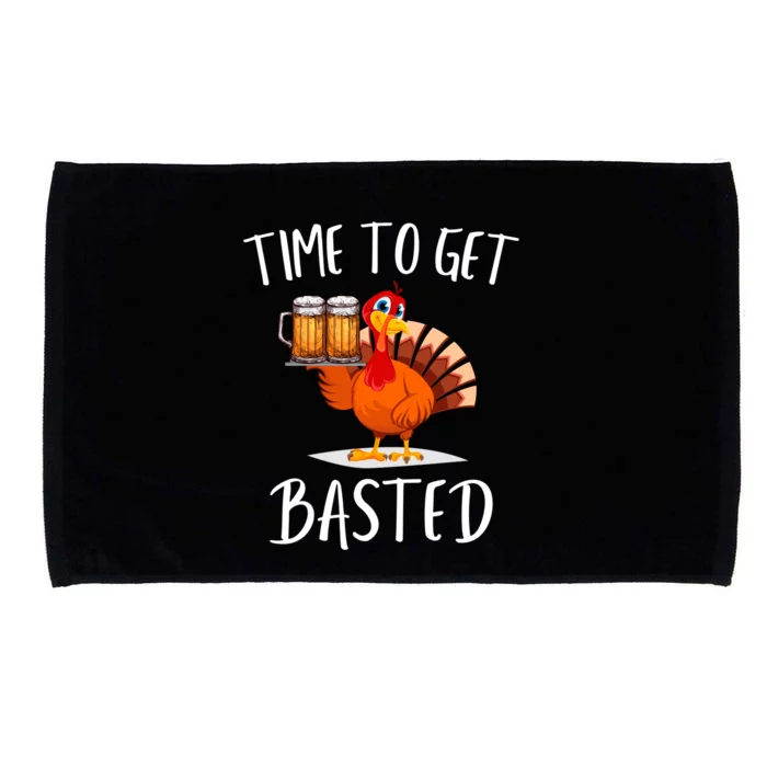 Time To Get Basted Funny Thanksgiving Nice Thanksgiving Gift Microfiber Hand Towel