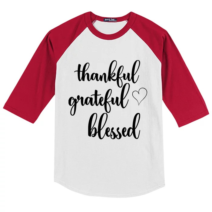 Thanksgiving Thankful Grateful Blessed Thankful Gift Kids Colorblock Raglan Jersey