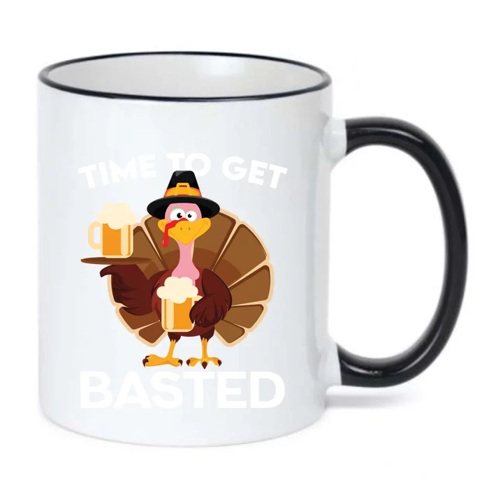 Time To Get Basted Funny Turkey Beer Thanksgiving Funny Gift Black Color Changing Mug