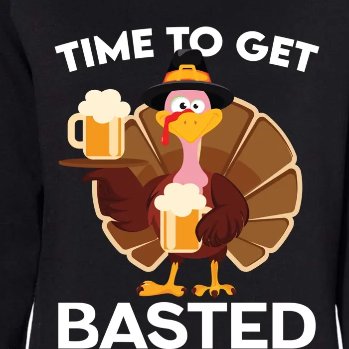 Time To Get Basted Funny Turkey Beer Thanksgiving Funny Gift Womens California Wash Sweatshirt