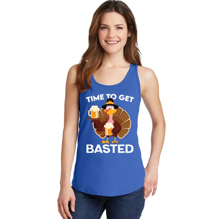 Time To Get Basted Funny Turkey Beer Thanksgiving Funny Gift Ladies Essential Tank