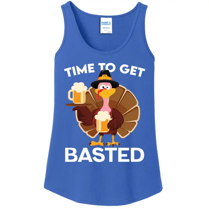 Time To Get Basted Funny Turkey Beer Thanksgiving Funny Gift Ladies Essential Tank