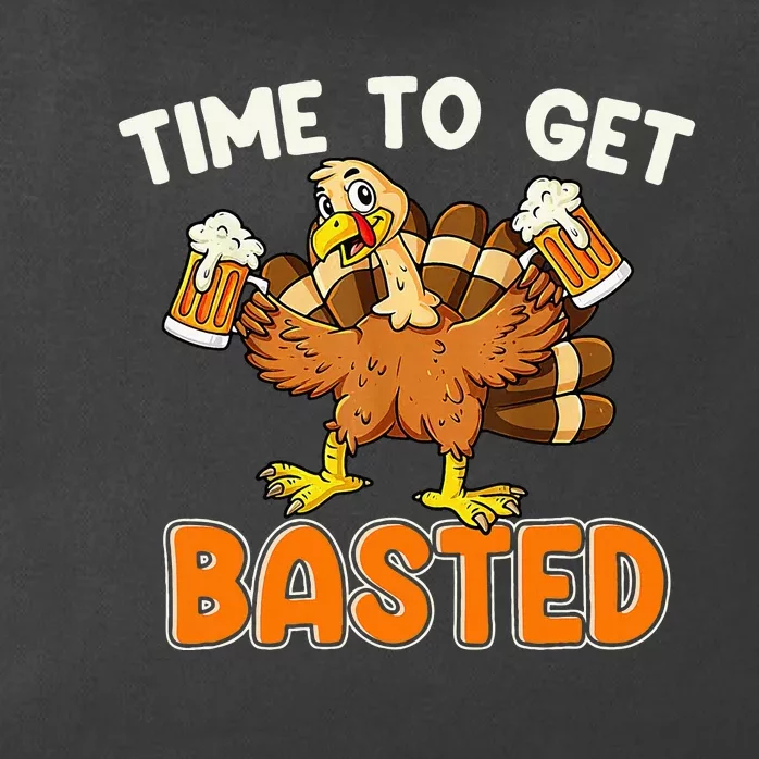 Time To Get Basted Funny Beer Thanksgiving Turkey Gift Zip Tote Bag