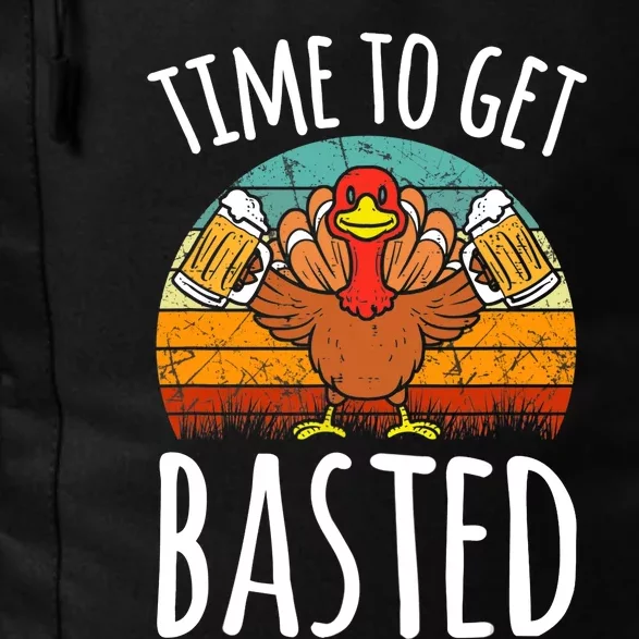 Time To Get Basted Funny Thanksgiving Cool Turkey Beer Drink Daily Commute Backpack