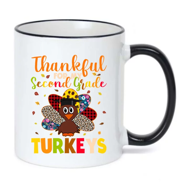 Teacher Thanksgiving Gift Thankful For Second Grade Turkeys Gift Black Color Changing Mug