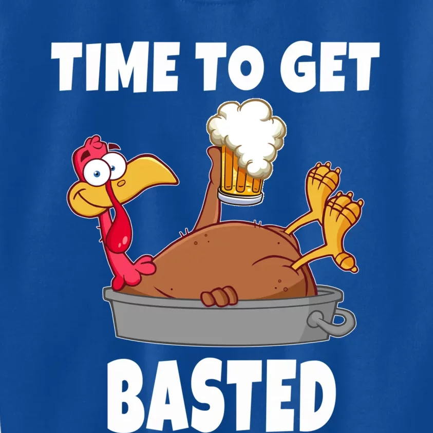 Time To Get Basted Thanksgiving Beer Turkey Gift For Great Gift Kids Sweatshirt