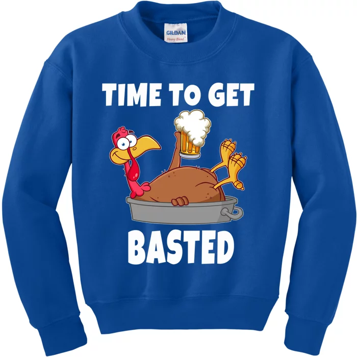 Time To Get Basted Thanksgiving Beer Turkey Gift For Great Gift Kids Sweatshirt