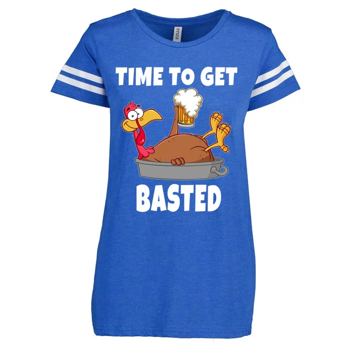 Time To Get Basted Thanksgiving Beer Turkey Gift For Great Gift Enza Ladies Jersey Football T-Shirt