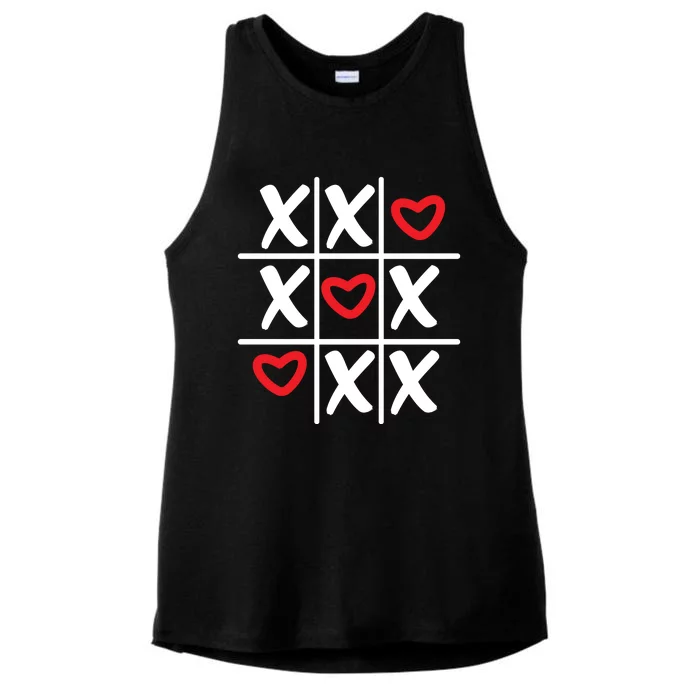 Tictac Toe Heart Valentines Day Gift Ladies Tri-Blend Wicking Tank