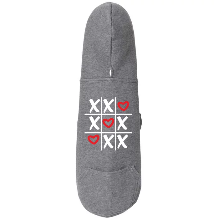 Tictac Toe Heart Valentines Day Gift Doggie 3-End Fleece Hoodie