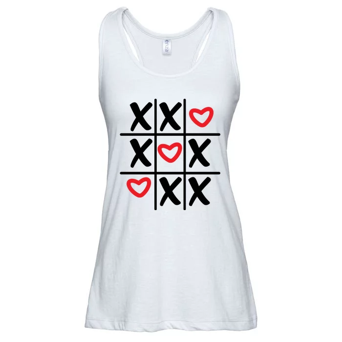 Tictac Toe Heart Valentines Day Gift Ladies Essential Flowy Tank