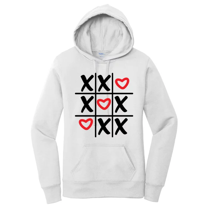 Tictac Toe Heart Valentines Day Gift Women's Pullover Hoodie