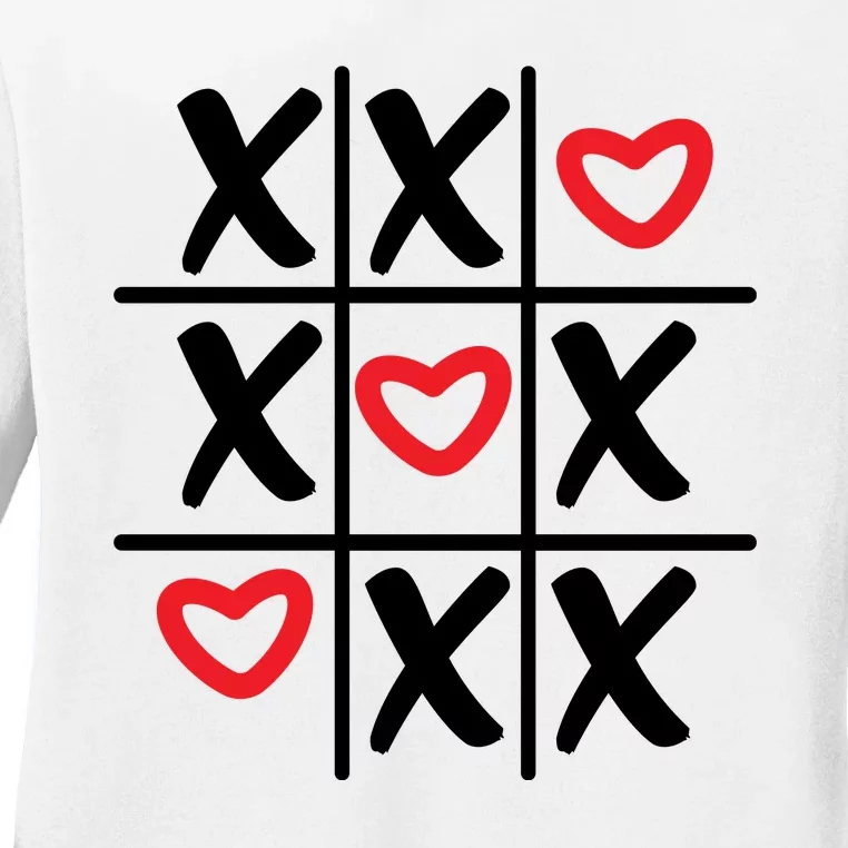 Tictac Toe Heart Valentines Day Gift Ladies Long Sleeve Shirt