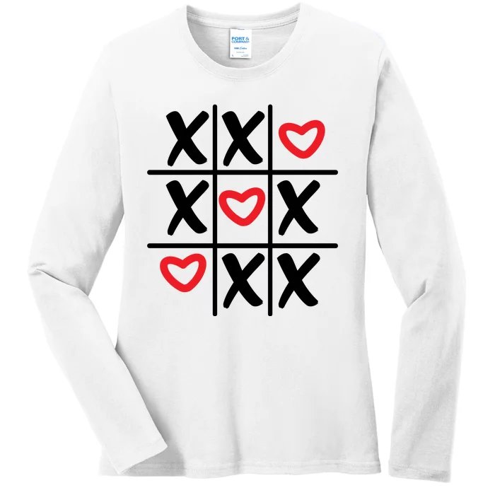 Tictac Toe Heart Valentines Day Gift Ladies Long Sleeve Shirt