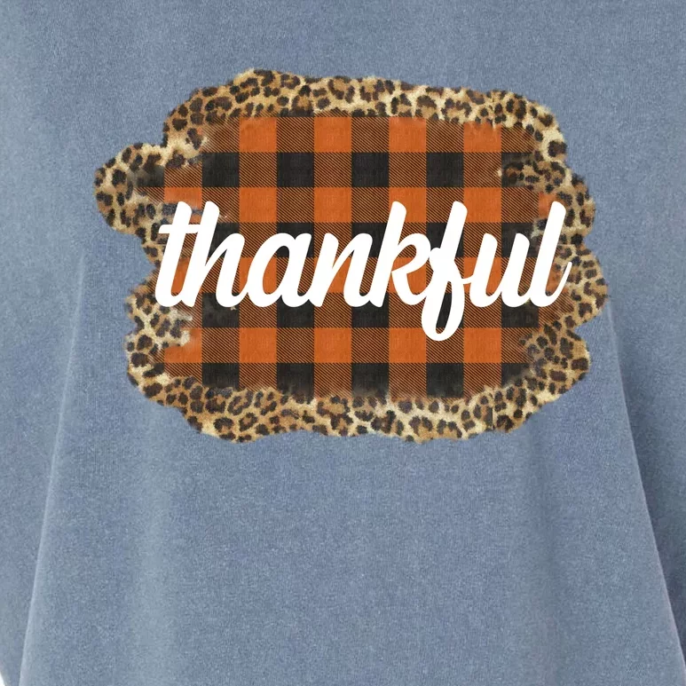 Thankful Thanksgiving Holiday Cheetah Plaid Garment-Dyed Women's Muscle Tee