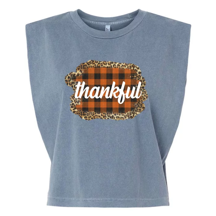 Thankful Thanksgiving Holiday Cheetah Plaid Garment-Dyed Women's Muscle Tee