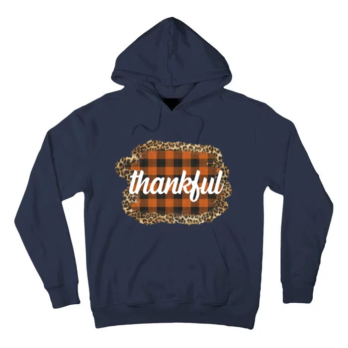 Thankful Thanksgiving Holiday Cheetah Plaid Tall Hoodie