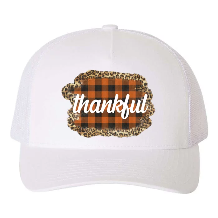 Thankful Thanksgiving Holiday Cheetah Plaid Yupoong Adult 5-Panel Trucker Hat