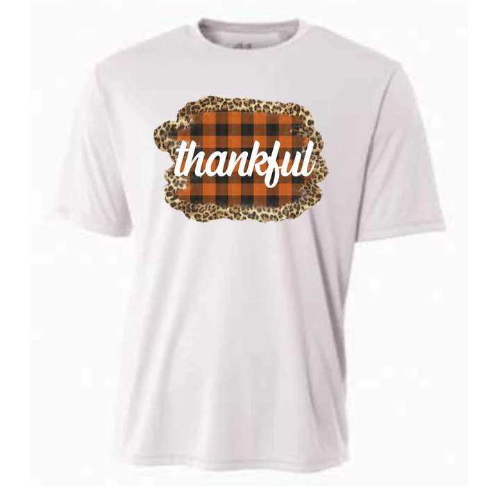 Thankful Thanksgiving Holiday Cheetah Plaid Cooling Performance Crew T-Shirt