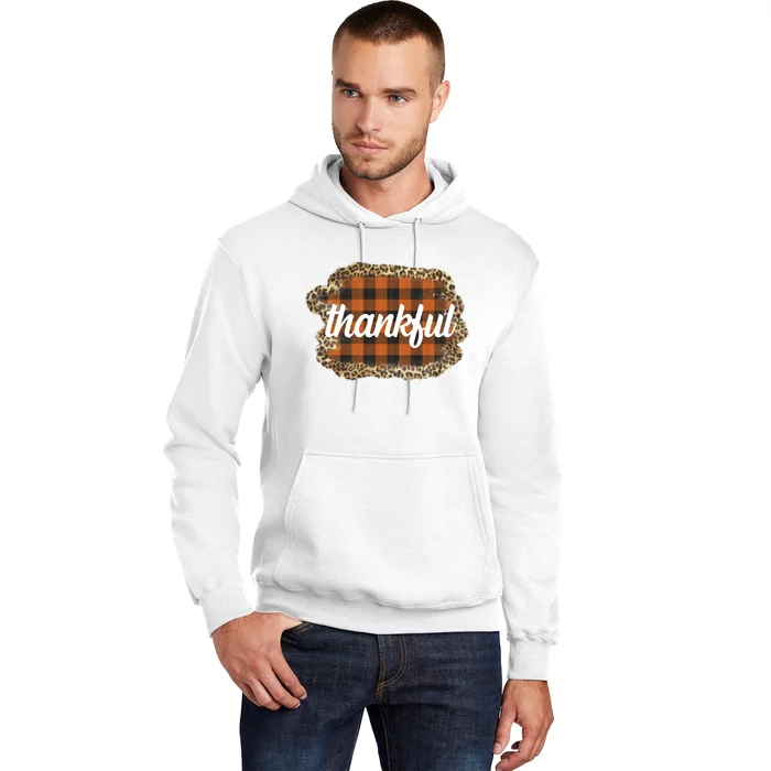 Thankful Thanksgiving Holiday Cheetah Plaid Hoodie